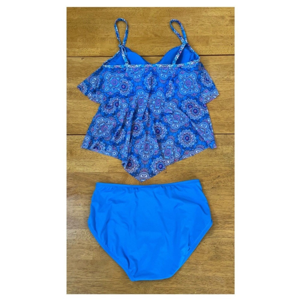 Beach House One Piece Swimsuit Portia Mesh Layer Tankini Top Boho Chic, Size‎ M - Picture 3 of 9